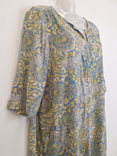 Second-Hand - The Ark Daisy Blue Boho Mini Dress Size M - SwapUp