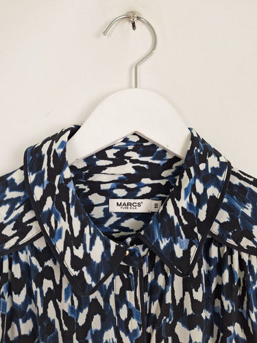Second-Hand - Marcs Essential Trimmed Office Silk Staple Blouse Size 10 - SwapUp