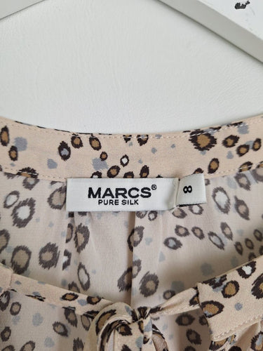 Second-Hand - Marcs Stylish Tied Patterned Silk Top Size 8 - SwapUp