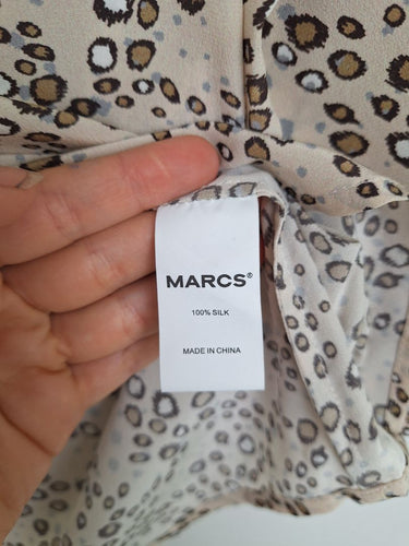Second-Hand - Marcs Stylish Tied Patterned Silk Top Size 8 - SwapUp