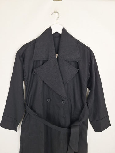 Second-Hand - Elk Effortless Anneli Noir Linen Coat Size 6 - SwapUp