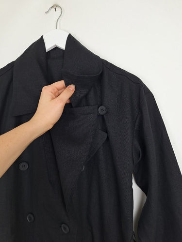 Second-Hand - Elk Effortless Anneli Noir Linen Coat Size 6 - SwapUp
