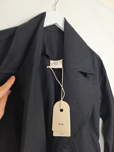 Second-Hand - Elk Effortless Anneli Noir Linen Coat Size 6 - SwapUp