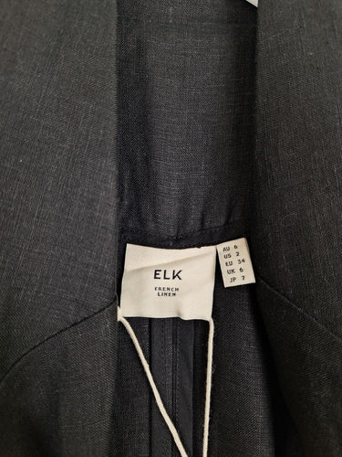 Second-Hand - Elk Effortless Anneli Noir Linen Coat Size 6 - SwapUp