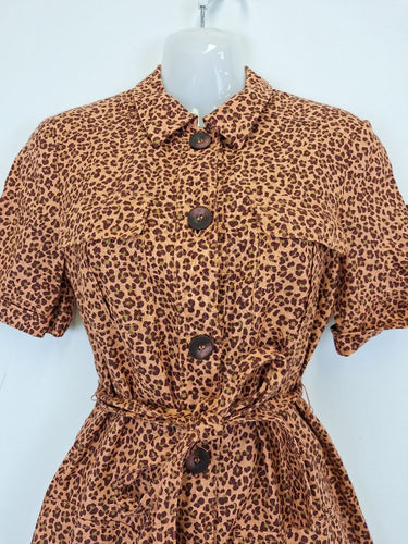 Second-Hand - Marcs Animal Print Linen Utility Mini Dress Size 8 - SwapUp