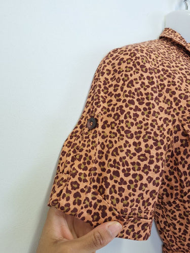 Second-Hand - Marcs Animal Print Linen Utility Mini Dress Size 8 - SwapUp
