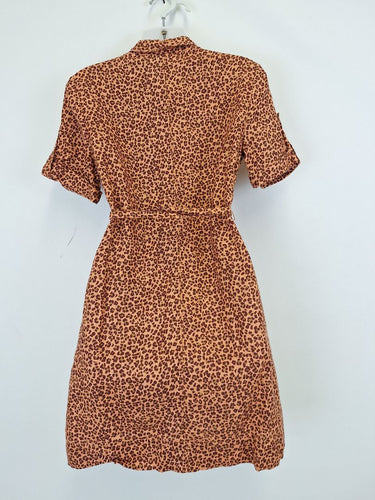Second-Hand - Marcs Animal Print Linen Utility Mini Dress Size 8 - SwapUp