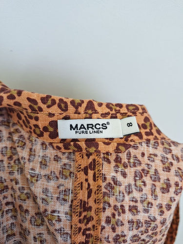 Second-Hand - Marcs Animal Print Linen Utility Mini Dress Size 8 - SwapUp