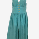 Second-Hand - Veronika Maine Seafoam Elevated Gold Button Dress Size 12 - SwapUp