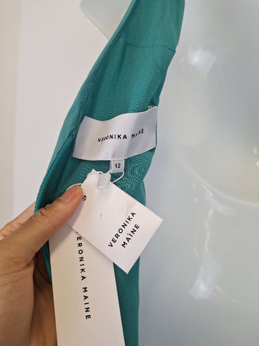 Second-Hand - Veronika Maine Seafoam Elevated Gold Button Dress Size 12 - SwapUp