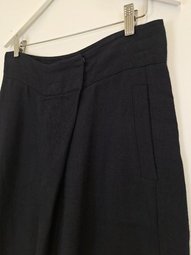 Second-Hand - Lee Mathews Linen Angle Pleat Wide Leg Pants Size 12 - SwapUp