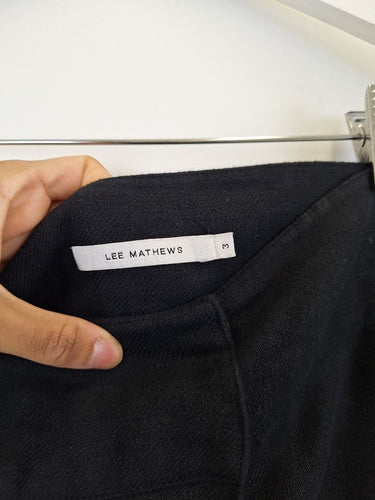 Second-Hand - Lee Mathews Linen Angle Pleat Wide Leg Pants Size 12 - SwapUp