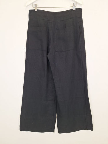 Second-Hand - Lee Mathews Linen Angle Pleat Wide Leg Pants Size 12 - SwapUp
