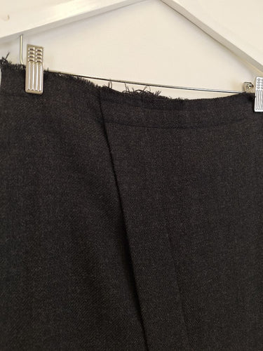 Second-Hand - Lee Mathews Charcoal Wool Raw Edge Skirt Size 12 - SwapUp