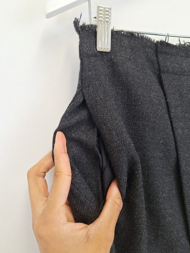 Second-Hand - Lee Mathews Charcoal Wool Raw Edge Skirt Size 12 - SwapUp
