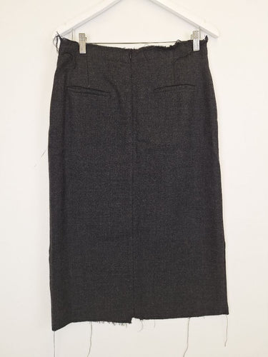 Second-Hand - Lee Mathews Charcoal Wool Raw Edge Skirt Size 12 - SwapUp