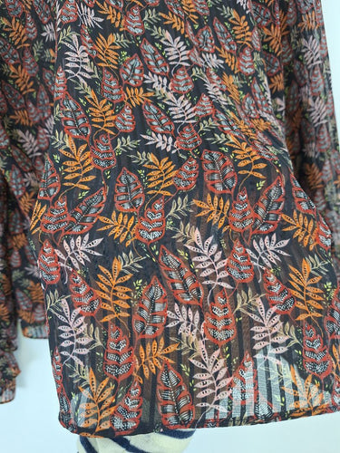 Second-Hand - In Wear Copenhagen Semi Sheer Autumn Leafy Blouse Size 16 - SwapUp