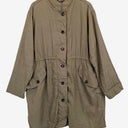 Second-Hand - Jigsaw Linen Blend Khaki Adjustable Waist Jacket Size 16 - SwapUp