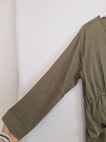 Second-Hand - Jigsaw Linen Blend Khaki Adjustable Waist Jacket Size 16 - SwapUp