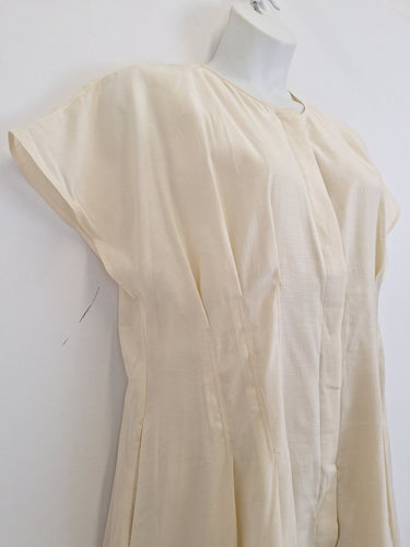 Second-Hand - COS Ivory Classic Pleated Midi Dress Size L - SwapUp