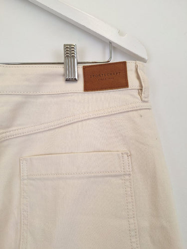 Second-Hand - Sportscraft Chalk Straight Front Split Midi Skirt Size 14 - SwapUp