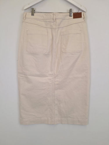 Second-Hand - Sportscraft Chalk Straight Front Split Midi Skirt Size 14 - SwapUp