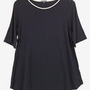 Second-Hand - Tani White Trim Soft Short Sleeve Top Size 10 - SwapUp