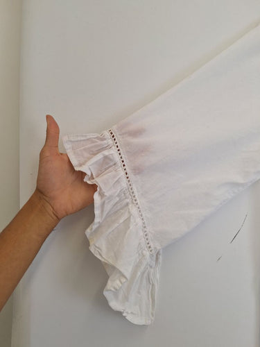 Second-Hand - Lulalife Beaded Tassel Pearl White Blouse Size S - SwapUp
