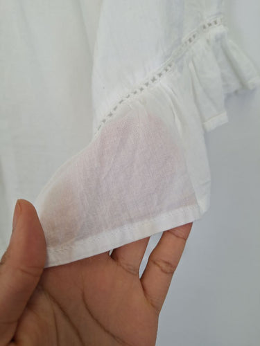Second-Hand - Lulalife Beaded Tassel Pearl White Blouse Size S - SwapUp