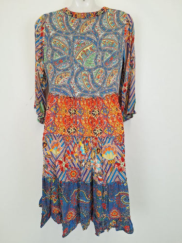 Second-Hand - Lulalife Patchwork Ruffle Tiered Mini Dress Size S - SwapUp
