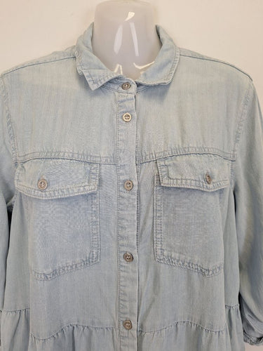 Second-Hand - Velvet Heart Light Chambray Tiered Shirt Dress Size S - SwapUp