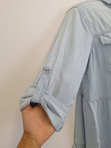 Second-Hand - Velvet Heart Light Chambray Tiered Shirt Dress Size S - SwapUp