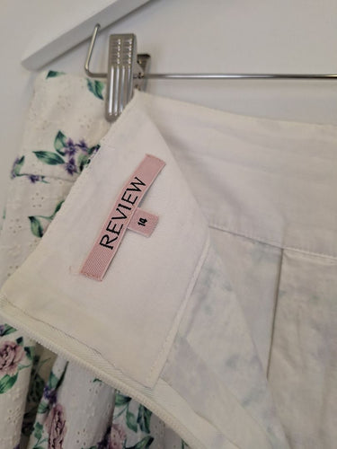 Second-Hand - Review Broderie Pretty Pleated Roses Midi Skirt Size 14 - SwapUp