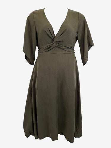 Tali and Tasi Khaki Everyday Tied Midi Dress Size M