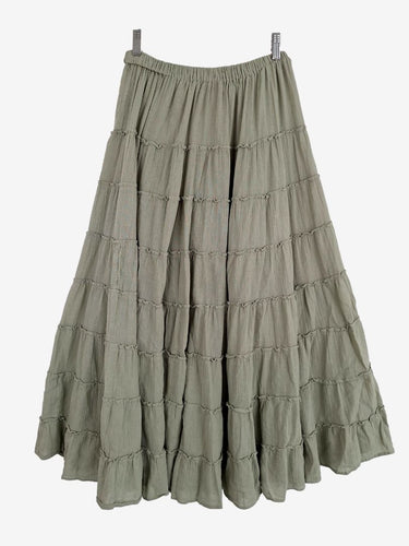 Tree of Life Sage Green Tiered Maxi Skirt Size M