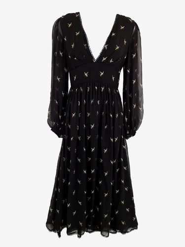 Zimmermann Sheer Silk Lovely Sparrows Midi Dress Size 10