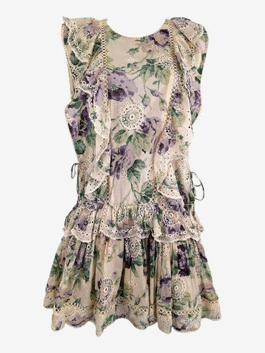 Zimmermann Ruffle Drop Waist Mini Dress Size 10