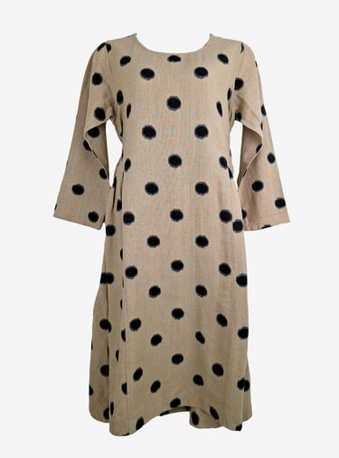 Imagine Linen Blend Spotted Side Pleat Midi Dress Size L