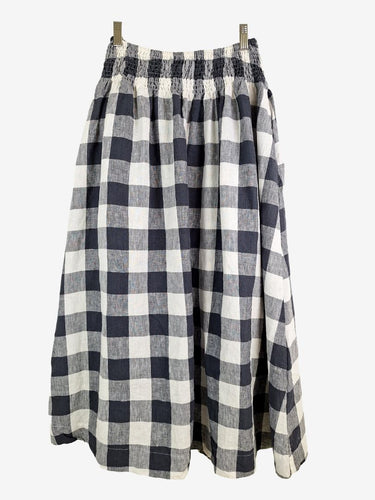 Bedtonic Charcoal Gingham Smock Midi Skirt Size S/M