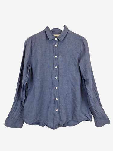 Trenery Staple Steel Blue Linen Shirt Size M