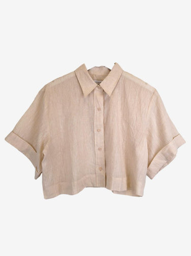 Witchery Lightweight Boxy Cropped Linen Shirt Size 8