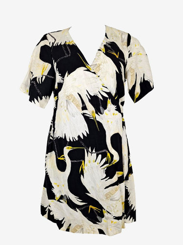Gorman Storks Paradise Silk Blend Midi Dress Size 12