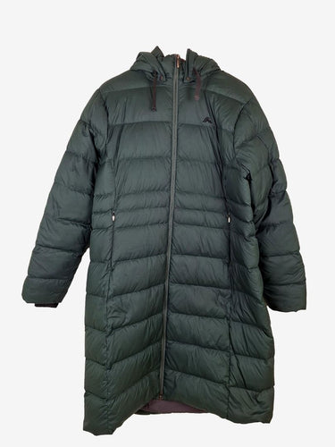 macpac Forest Green Long Line Puffer Jacket Size 18