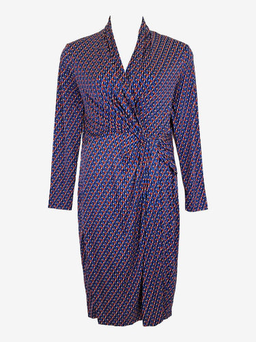 The Fold Geo Mosaic Ruched Midi Dress Size 16