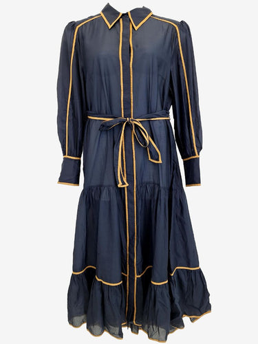 Once Was Navy Contrast Bond Shirt Maxi Dress Size 16