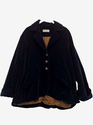 Scanlan Theodore Vintage Navy Velvet Over Coat Size 12