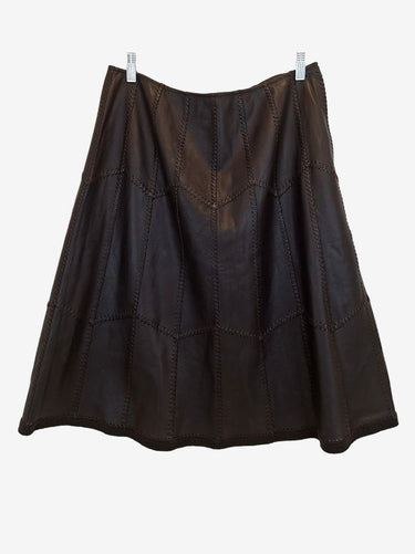 Lafayette 148 Vintage Soft Leather Patchwork A-Line Skirt Size M