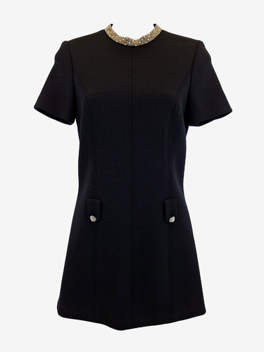 Saint Laurent Authenticated Crystal-Embellished Crepe Mini Dress Size XXS