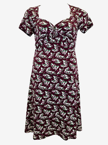 Leona Edmiston Playful Burgundy Botanical Sweetheart Dress Size 10