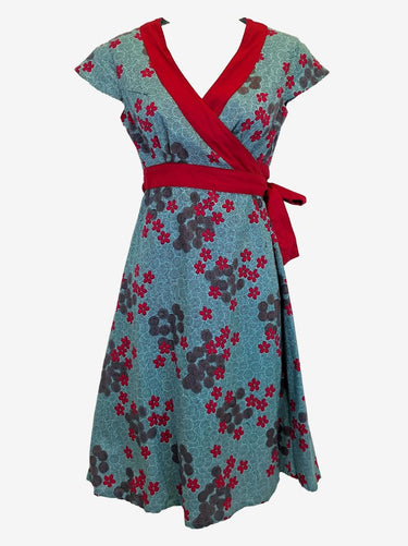 Karma East Charming Pure Cotton Waterscape Wrap Dress Size S